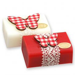 Sheep milk soap 100g, decorated with a butterfly, Classic/pomegranate 