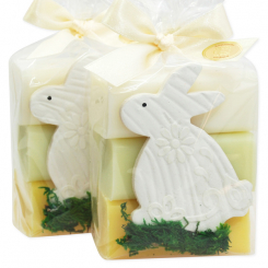 Sheep milk soap 100g decorated with a rabbit in a cellophane, sorted 