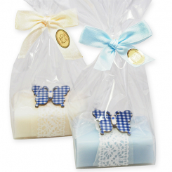Sheep milk soap 100g, decorated with a butterfly in a cellophane, Classic/forget me not 