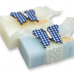 Sheep milk soap 100g, decorated with a butterfly, Classic/'forget-me-not' 