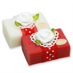 Sheep milk soap 100g, decorated with a rose, Classic/pomegranate 