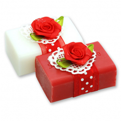 Sheep milk soap 100g, decorated with a rose, Classic/pomegranate 