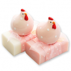 Sheep milk soap 100g decorated with a chicken, Classic/Magnolia 
