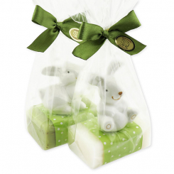 Sheep milk soap 100g decorated with a rabbit in a cellophane, Classic/verbena 