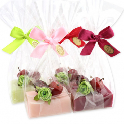 Sheep milk soap 100g decorated with fruits in a cellophane, sorted 