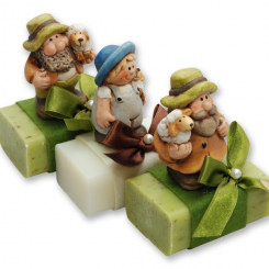 Sheep milk soap 100g, decorated with a ceramic figure, Classic/verbena 