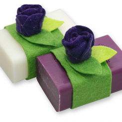 Sheep milk soap 100g, decorated with a violet flower, Classic/elderberry 