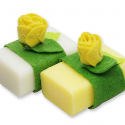 Sheep milk soap 100g, decorated with a yellow flower, Classic/lemon 