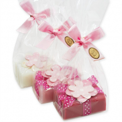 Sheep milk soap 100g, decorated with a flower in a cellophane, sorted 