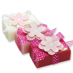 Sheep milk soap 100g, decorated with a flower, sorted 