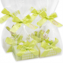 Sheep milk soap 100g decorated with a rabbit in a cellophane, Classic/meadow flower 