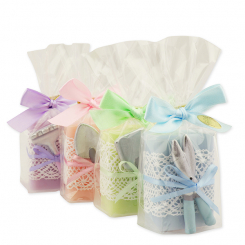 Sheep milk soap 100g, decorated with sorted garden tools in a cellophane, sorted 