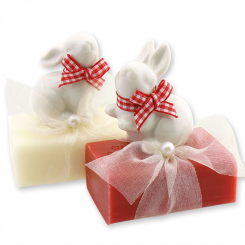 Sheep milk soap 100g decorated with a rabbit, Classic/pomegranate 