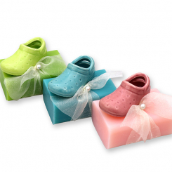 Sheep milk soap 100g, decorated with garden shoe, sorted 