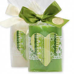 Sheep milk soap 100g, decorated with a heart in a cellophane, Classic/pear 