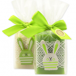 Sheep milk soap 100g decorated with a rabbit in a cellophane, Classic/pear 
