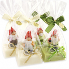 Sheep milk soap 100g, decorated with a dwarf in a cellophane, Classic/verbena 