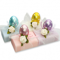 Schafmilchseife eckig 100g dekoriert mit Osterei, sortiert 