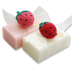 Sheep milk soap 100g, decorated with a raspberry, Classic/raspberry 