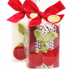Sheep milk soap 100g, decorated with a cherry in a cellophane, Classic/wild berry 