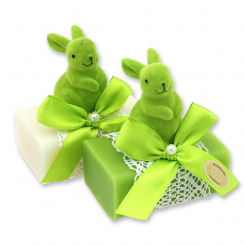 Sheep milk soap 100g decorated with a velvet rabbit, Classic/Pear 