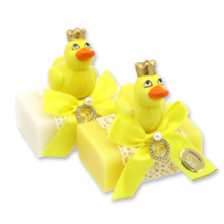 Schafmilchseife eckig 100g dekoriert mit Ente, Classic/Grapefruit 