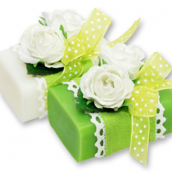 Sheep milk soap 100g, decorated with a rose, Classic/apple 