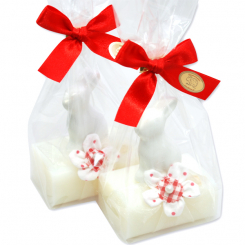 Sheep milk soap 100g, decorated with a ceramic rabbit in a cellophane, Classic 