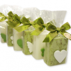 Sheep milk soap 100g, decorated with a wooden decoration in a cellophane, Classic/verbena 