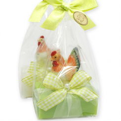 Sheep milk soap 100g decorated with a rooster in a cellophane, Classic/pear 