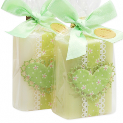 Sheep milk soap 100g, decorated with a heart in a cellophane, Classic/meadow flower 