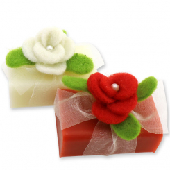 Sheep milk soap 100g, decorated with a flower, Classic/rose 