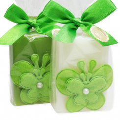 Sheep milk soap 100g, decorated with a butterfly in a cellophane, Classic/pear 