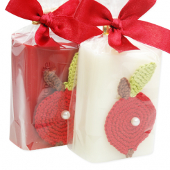 Sheep milk soap 100g, decorated with an apple in a cellophane, Classic/pomegranate 