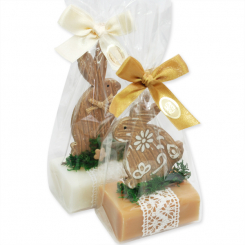 Sheep milk soap 100g decorated with a rabbit in a cellophane, Classic/quince 