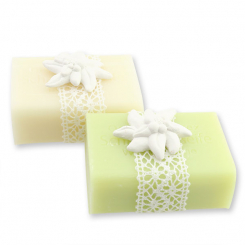 Sheep milk soap 100g, decorated with an edelweiss, Edelweiss/meadow flower 