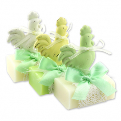 Sheep milk soap 100g decorated with a rooster, Classic/green tea 