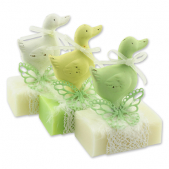 Sheep milk soap 100g decorated with a goose, Classic/green tea 