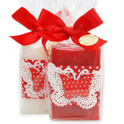 Sheep milk soap 100g, decorated with a butterfly in a cellophane, Classic/pomegranate 
