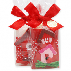 Sheep milk soap 100g, decorated with a house, Classic/pomegranate 