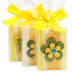 Schafmilchseife eckig 100g, dekoriert mit Motiven in Cello, Classic/Grapefruit 