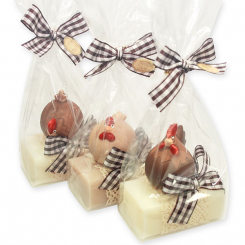 Sheep milk soap 100g, decorated with a hen in a cellophane, Classic/almond oil 