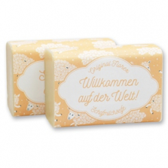 Sheep milk soap 100g without palm oil, decorated with a sheep ribbon, Baby soap 