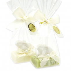 Sheep milk guest soap 25g decorated with a rabbit in a cellophane, Classic/Verbena 