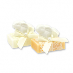 Sheep milk guest soap 25g decorated with a rabbit, Classic/Swiss pine 
