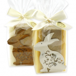 Sheep milk soap 150g decorated with a rabbit in a cellphane, Classic/swiss pine 