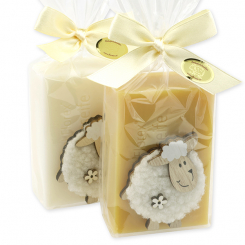 Sheep milk soap 150g decorated with a sheep in a cellophane, Classic/swiss pine 