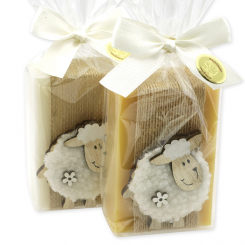 Sheep milk soap 150g decorated with a sheep in a cellophane, Classic/swiss pine 
