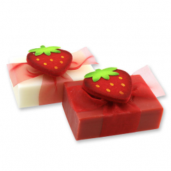 Sheep milk soap 150g, decorated with strawberry, Classic/pomegranate 