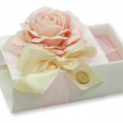 Sheep milk soap 150g in a box, decorated with a rose, Magnolia 